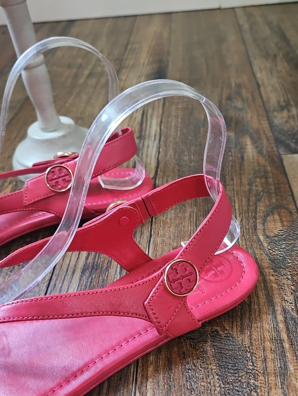 Tory Burch Red Leather T-Strap Slingback Thong Sandal